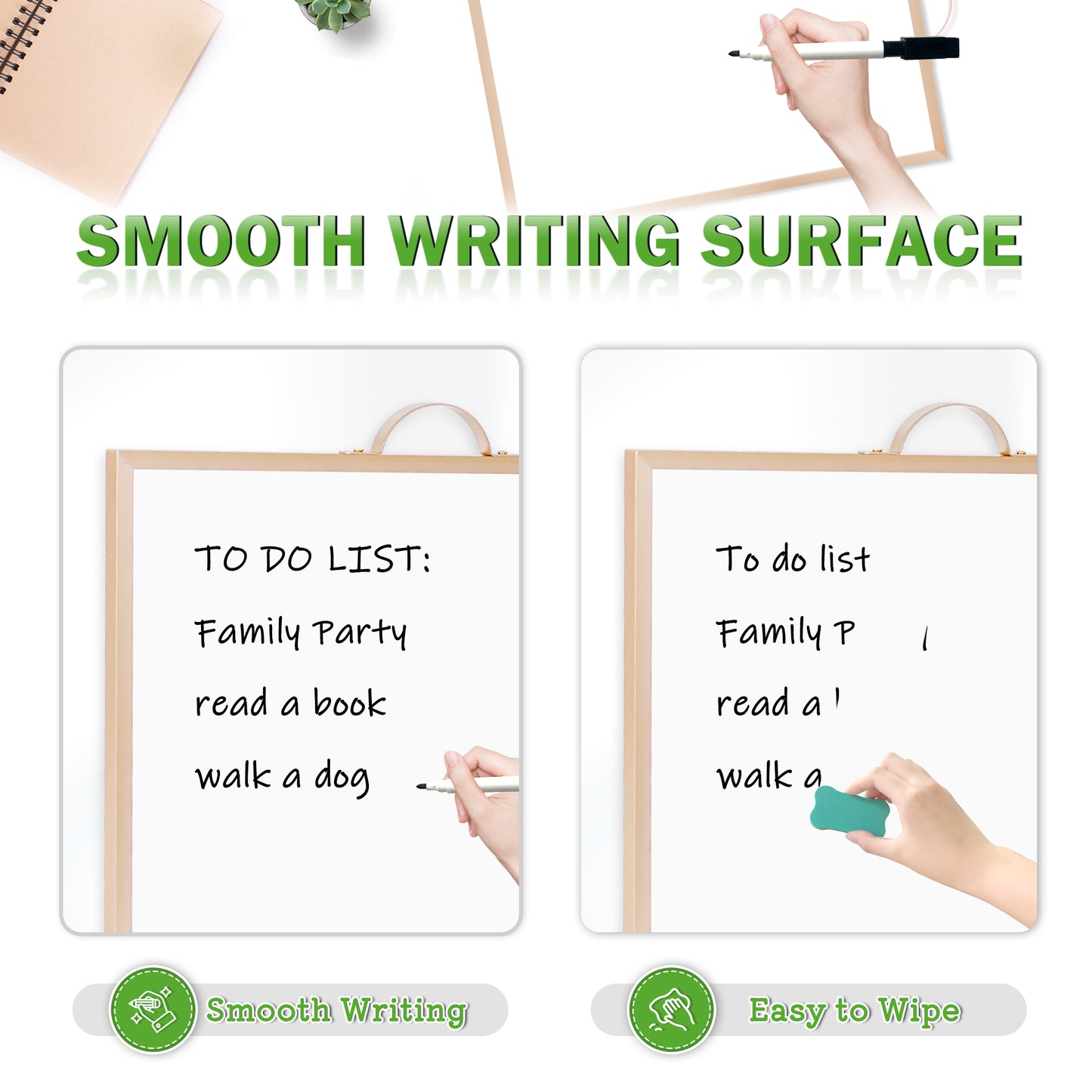 Dry Erase White Board for Wall, 12" x 16" Small Magnetic Portable Double-Sided Whiteboard