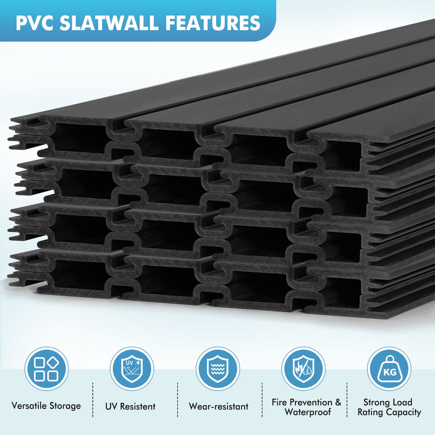 8 ft x 4ft Garage Storage PVC Slatwall Panels 8 sqft Wall Panels Garage Wall Organizer Storage System