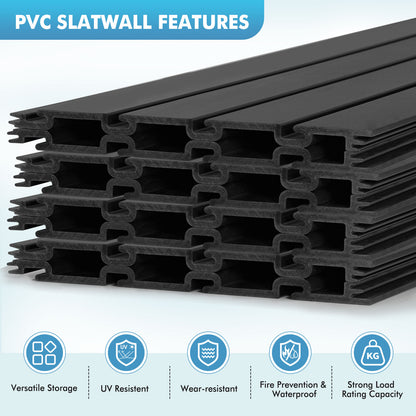 8 ft x 4ft Garage Storage PVC Slatwall Panels 8 sqft Wall Panels Garage Wall Organizer Storage System