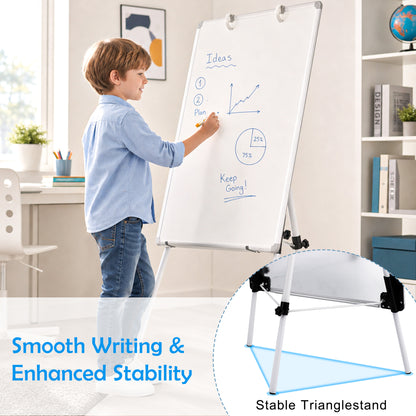 Whiteboard Easel with Stand 36" x 24" Height Adjustable Tripod Stand Portable Magnetic Dry Erase White Board, Sliver