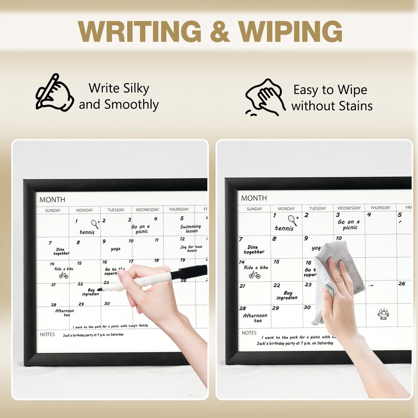 Dry Erase White Board & Monthly Calendar Board, Magnetic Whiteboard for Wall, 16"x12" Hanging Board