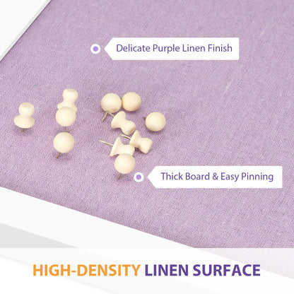 Linen Bulletin Board Poster Board 24x18 Inches Purple Linen Cork Board for Wall