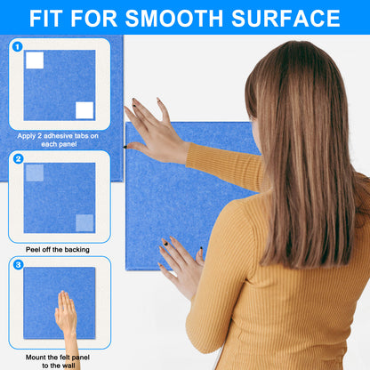 12 Packs Blue Felt Board Large Cork Bulletin Board Cork Board Wall Tiles