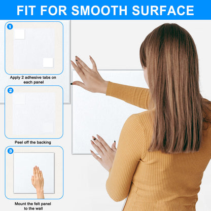 12 Packs White Felt Board Large Cork Bulletin Board Cork Board Wall Tiles