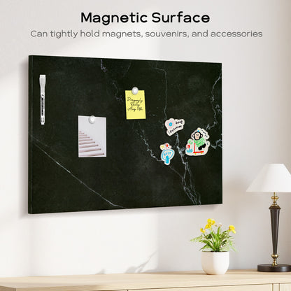 Magnetic Boards for Wall 18"x24" Black Marble Decorative White Board Magnetic Dry Erase Board