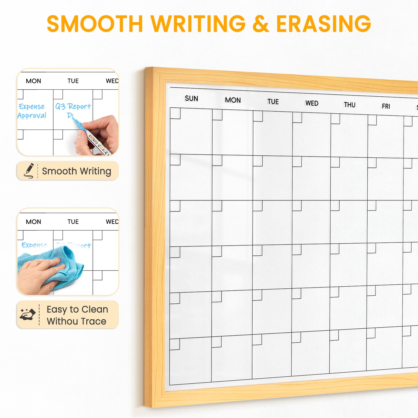 Acrylic Calendar for Wall Whiteboard, 24''x18'' Monthly Calendar Clear Dry Erase Board