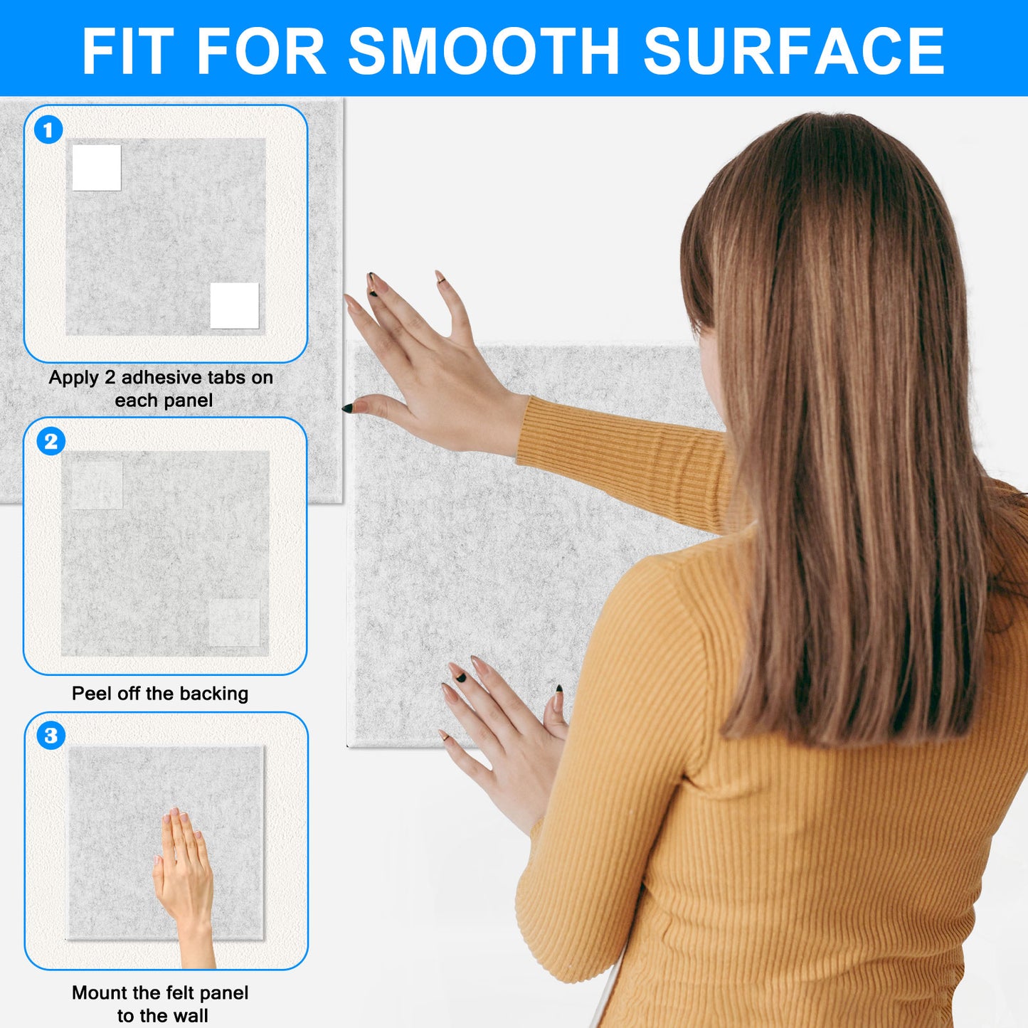 12 Packs Bulletin Board-Felt Board-felt Cork Board Felt Board Tiles for Wall