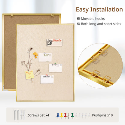 Bulletin Board with Linen Cork Board for Wall Poster Board, Beige