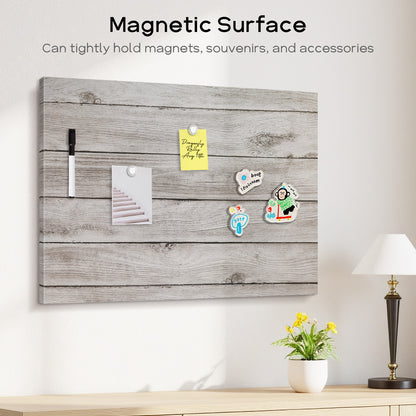 Magnetic Boards for Wall 18"x24" Wooden Planks Print Decorative White Board Magnetic Dry Erase Board, Grey Wooden Planks