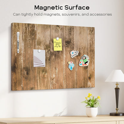 Magnetic Boards for Wall Dry Erase Board 18 x 24 inches Decorative White Board for Wall with Design Brown Wooden Planks