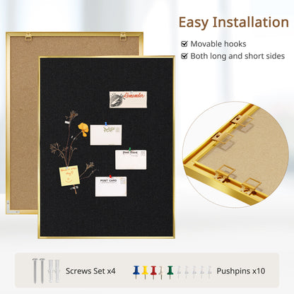 Bulletin Board with Linen Cork Board for Wall Poster Board, Black