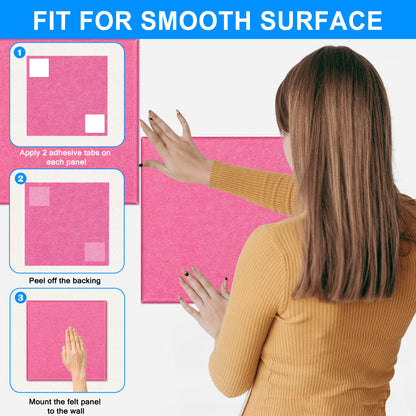 12 Packs Pink Felt Board Large Cork Bulletin Board Cork Board Wall Tiles