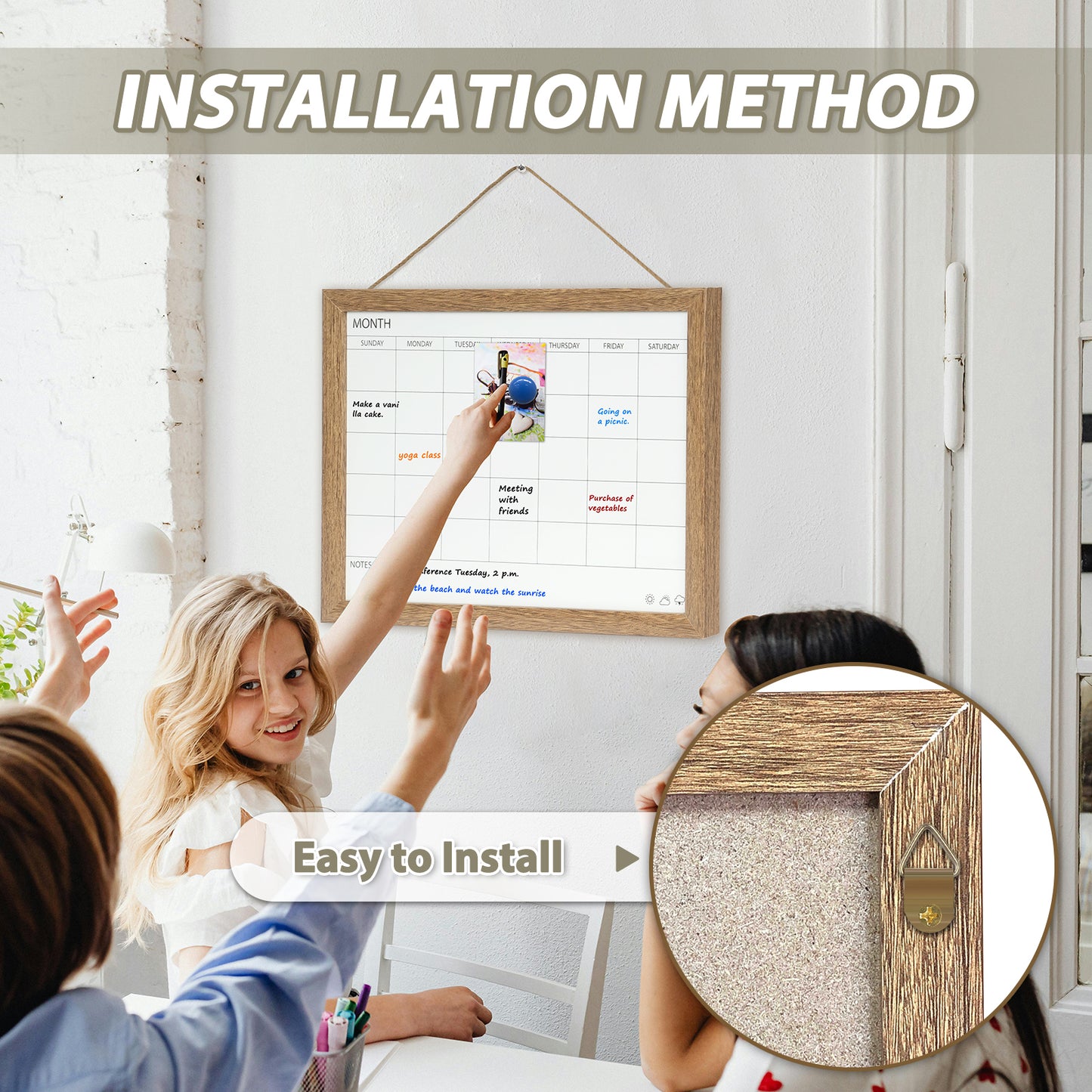 Dry Erase Monthly Calendar Board, 16"x12" Magnetic Surface Whiteboard for Wall