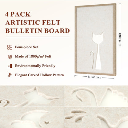 4 Pack Felt Fabric Art Crafts 11" x 14" Decorative Bulletin Board Photo Frames Felt Tiles for Wall Home and Office Decoration