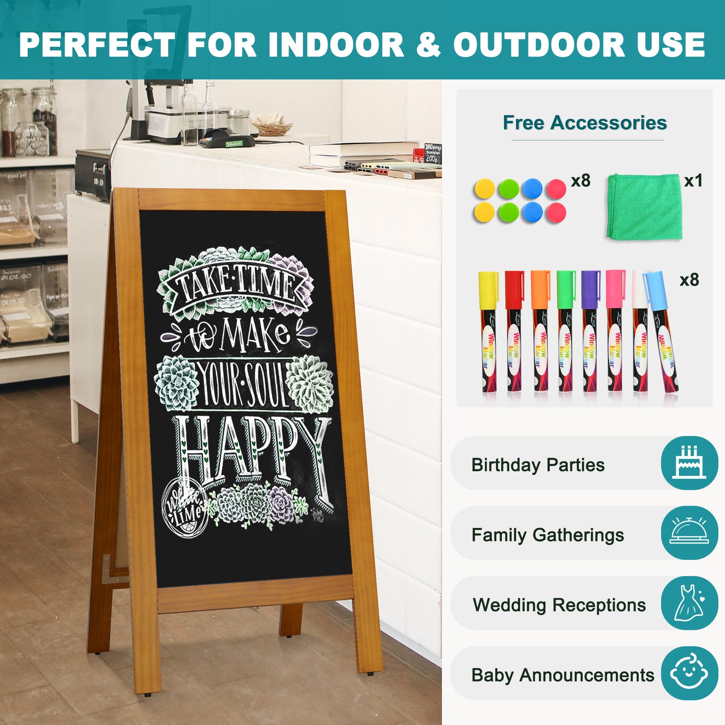 Wooden Sandwich Board Signs Outdoor A Frame Chalkboard Sign