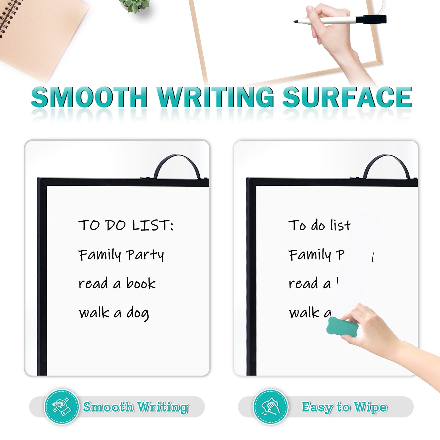 Dry Erase White Board for Wall, 12" x 16" Small Magnetic Portable Double-Sided Whiteboard