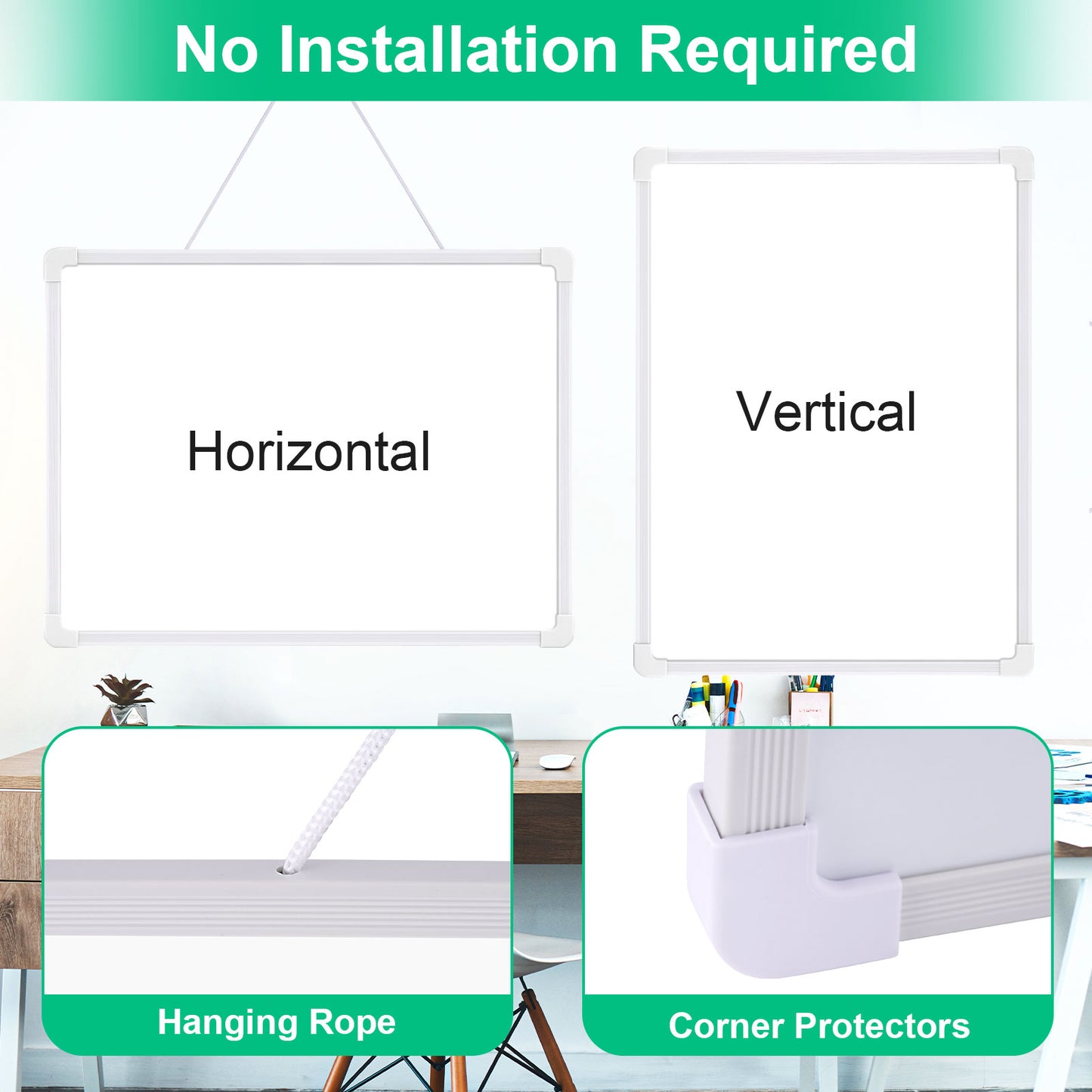 Magnetic White Board Dry Erase 16" x 12" Hanging Sign Portable Writing Dry Erase Whiteboard