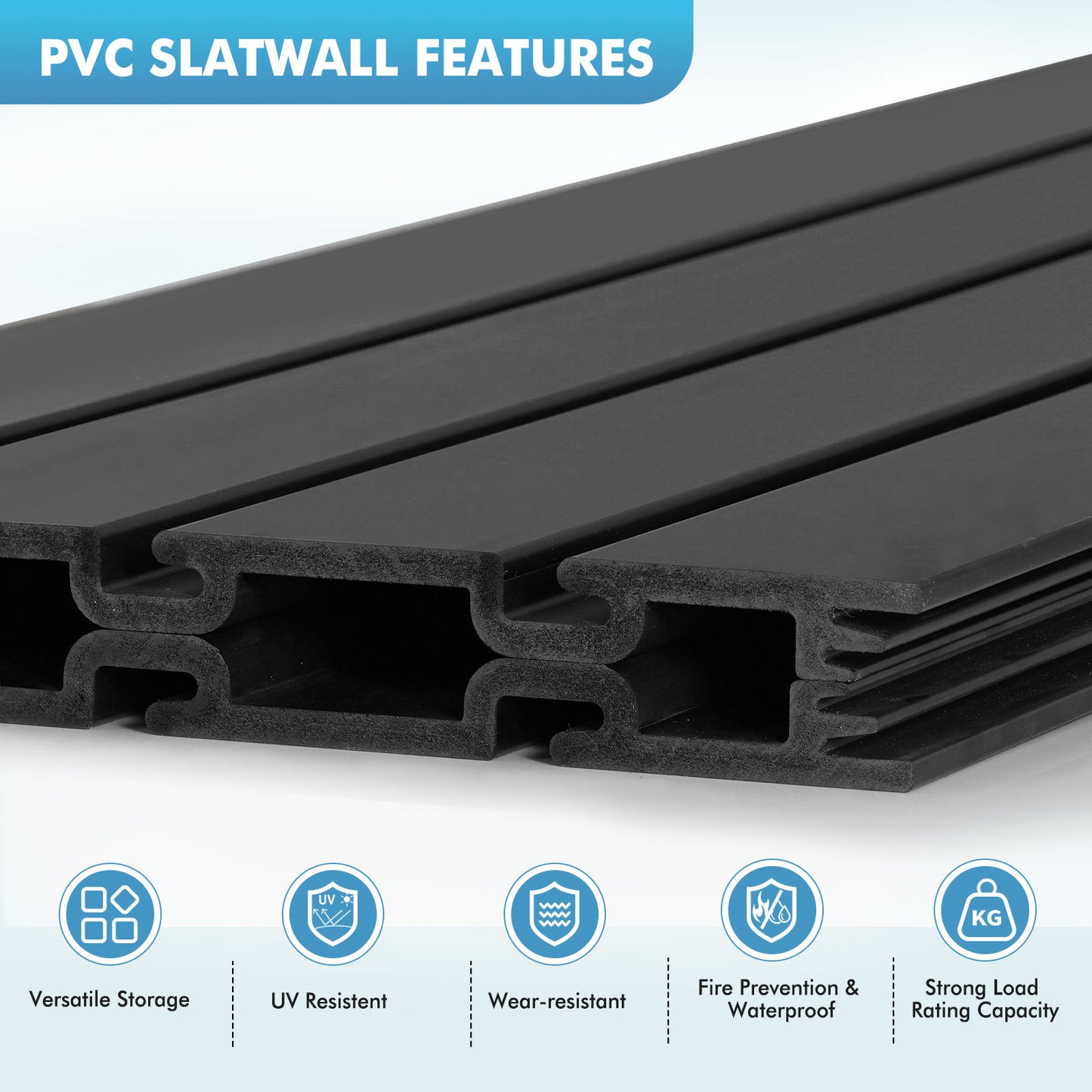 4 ft x 2ft Garage Storage PVC Slatwall Panels 8 sqft Wall Panels Garage Wall Organizer Storage System