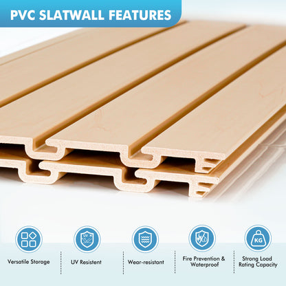 Slatwall Panels 4 ft x 2 ft Horizontal PVC Slatwall Easy Organizer Panels,24" H x 48" L - Pack of 2, Perfect for Retail Store, Garage Wall, Maple