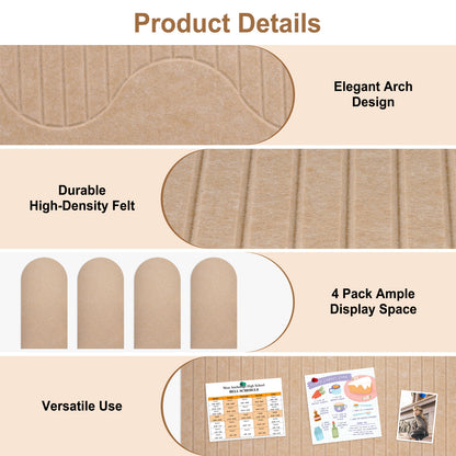 Felt Bulletin Board Push Pin Board Large Decorative Cork Boards for Walls Arch Decor Poster Boards for Wall