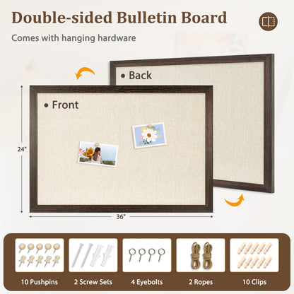 Double-sided Linen-Covered Pink Cork Bulletin Board, 24 "x 36" Large Poster Board