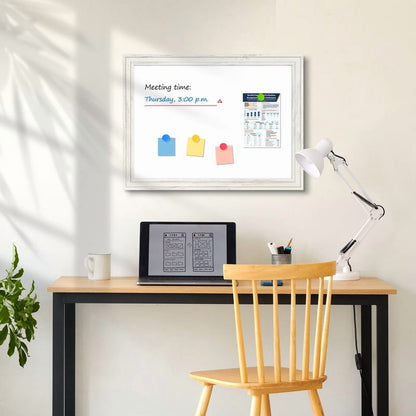 Dry Erase White Board Magnetic Whiteboard White Vintage Wood Frame Wall-Mounted White Board