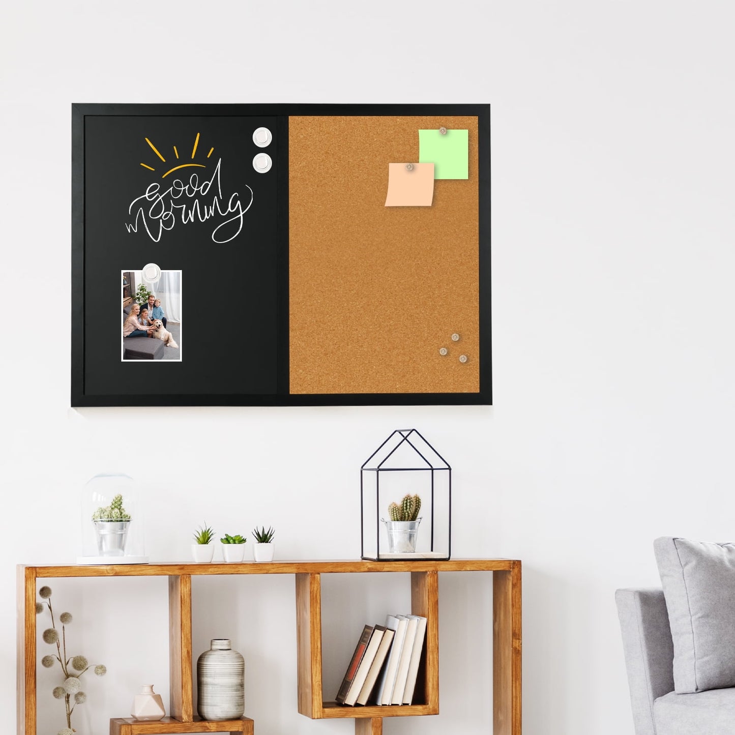 Combination Chalk and Cork Board Half Cork Bulleting Board Half Dry Erase White Board Combo