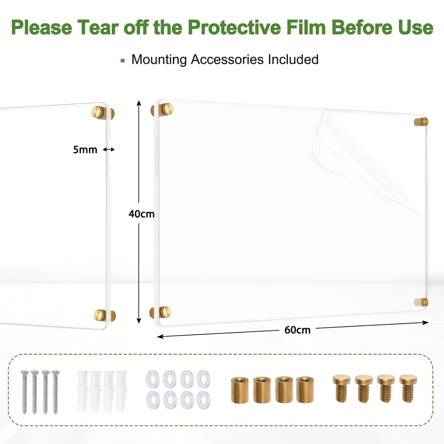 Acrylic Dry Erase Board Clear White Board for Wall Acrylic Writing Board Non-Magnetic Floating Ultra-Thick Dry Erase Board