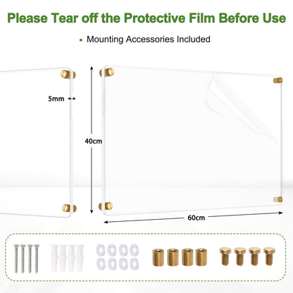 Acrylic Dry Erase Board Clear White Board for Wall Acrylic Writing Board Non-Magnetic Floating Ultra-Thick Dry Erase Board