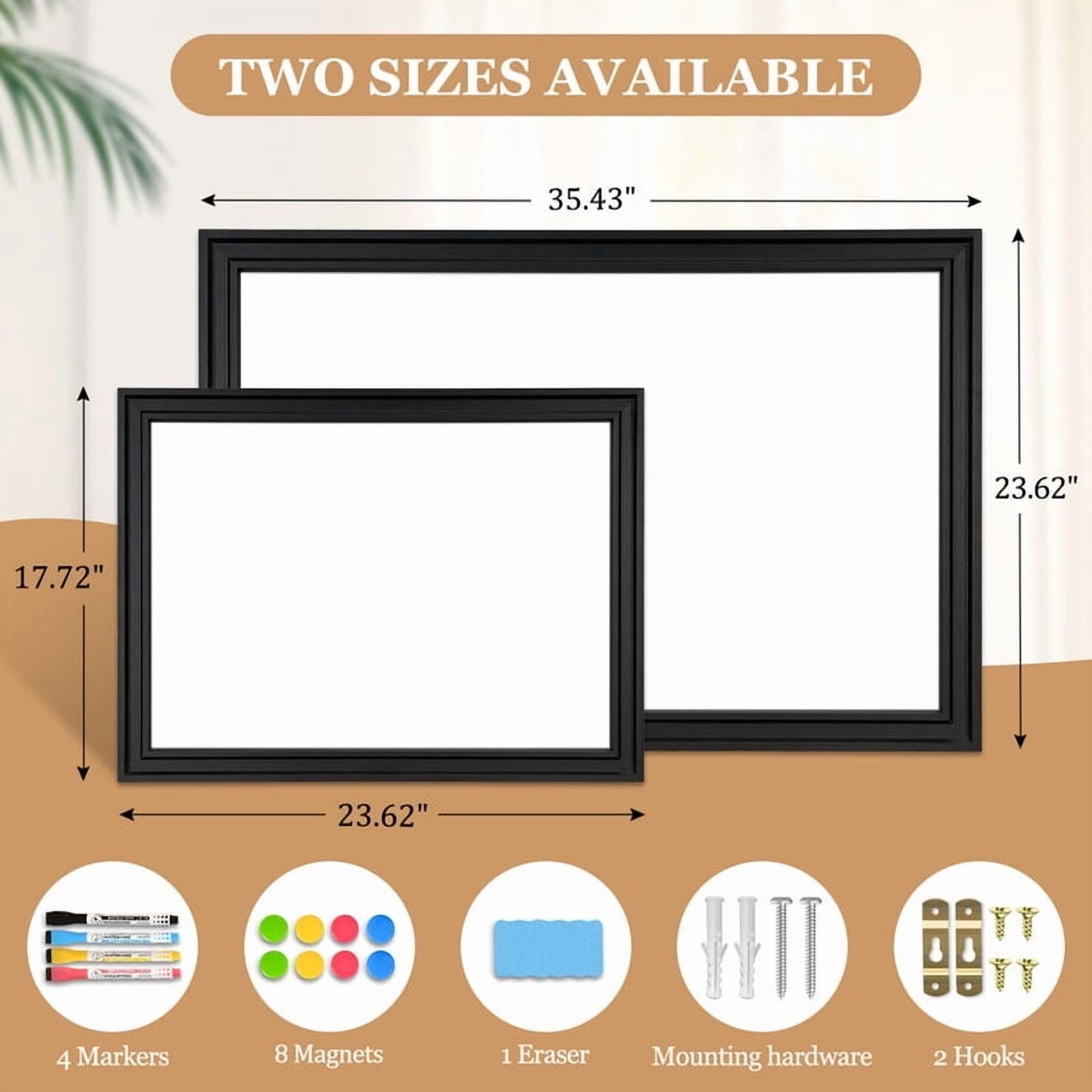 Magnetic Dry Erase Whiteboard for Wall Magnetic White Board with Real Black Wooden Frame