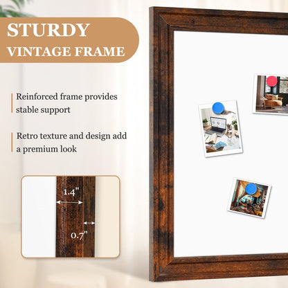 Magnetic Dry Erase Whiteboard Magnetic Whiteboard for Wall Vintage Wooden Framed