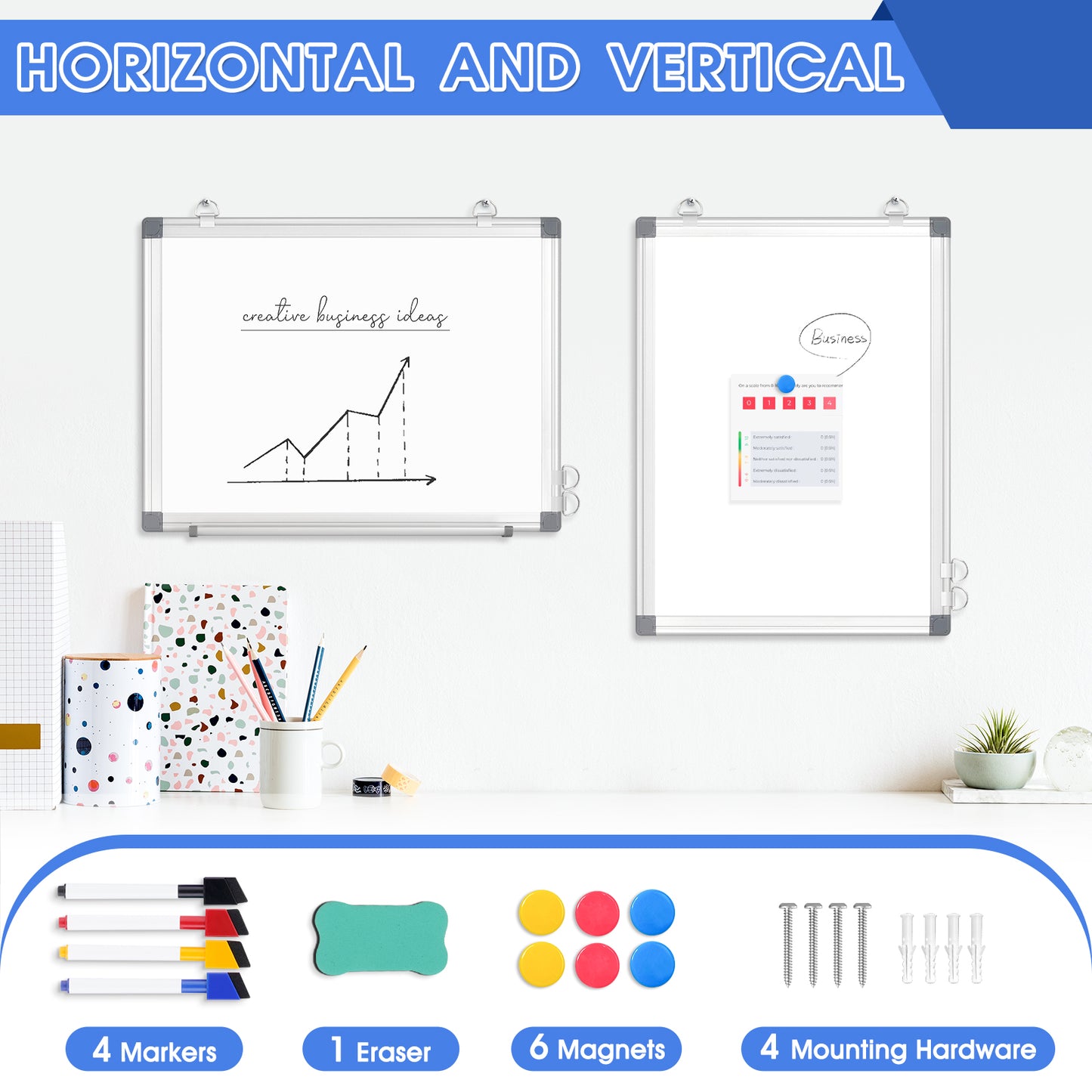 White Board 16" x 12" Magnetic Dry Erase Board for Wall & Desk