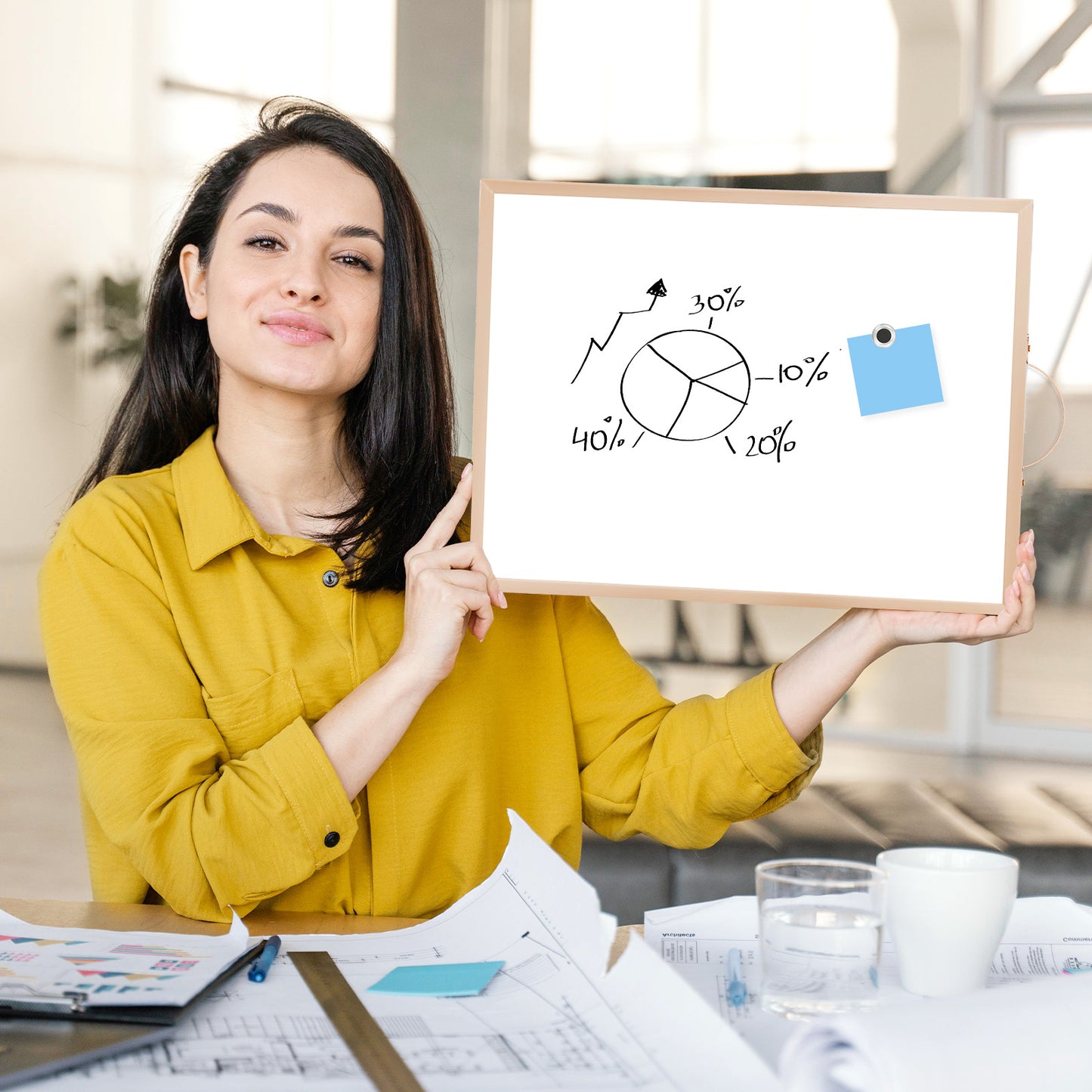 Dry Erase White Board for Wall, 12" x 16" Small Magnetic Portable Double-Sided Whiteboard