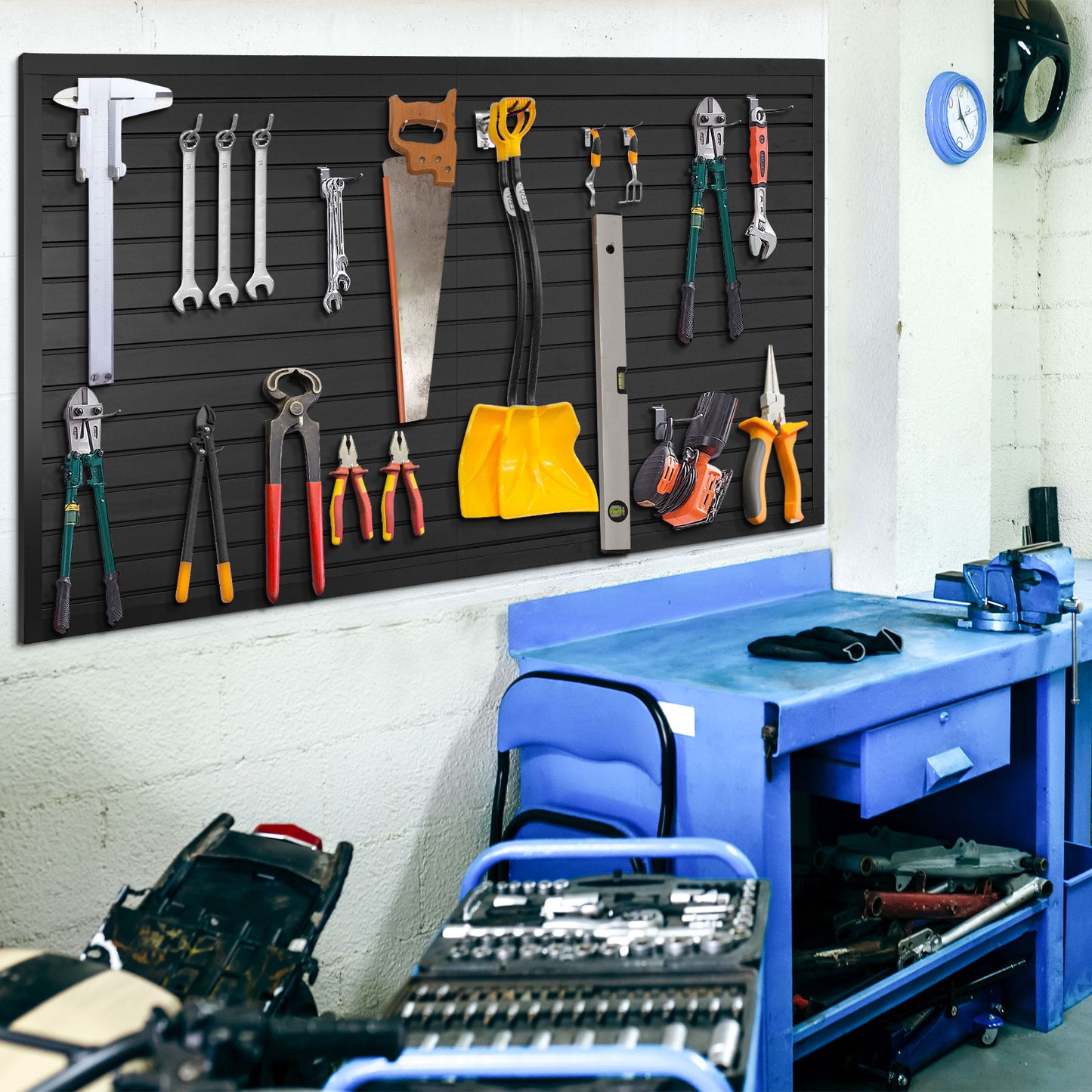 8 ft x 4ft Garage Storage PVC Slatwall Panels 8 sqft Wall Panels Garage Wall Organizer Storage System