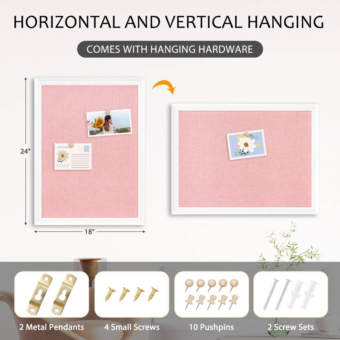 Pink Bulletin Board Pink Cork Board with Linen Corkboard Bulletin Board for Wall Decor White Wood Framed