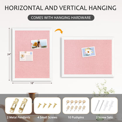 Pink Bulletin Board Pink Cork Board with Linen Corkboard Bulletin Board for Wall Decor White Wood Framed