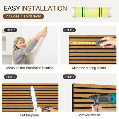 Wood Slat Acoustic Panels for Wall, 23.6" x 23.6" 2Pcs, Oak