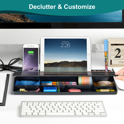 Desktop Glass Whiteboard with Storage Desk Board Buddy Desk Calendar Whiteboard Dry Erase Board
