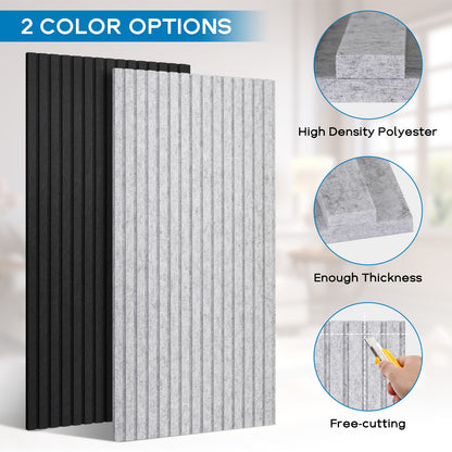 Slat Acoustic Panels Acoustic Panels, Decorative Sound Proof Felt Panels, Slat Wall Panels for Wall Decor Sound Absorbing Panel, Grey