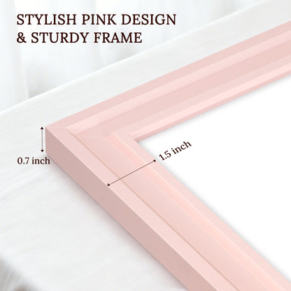 Magnetic Dry Erase Whiteboard Magnetic Whiteboard for Wall, Pink Wooden Framed