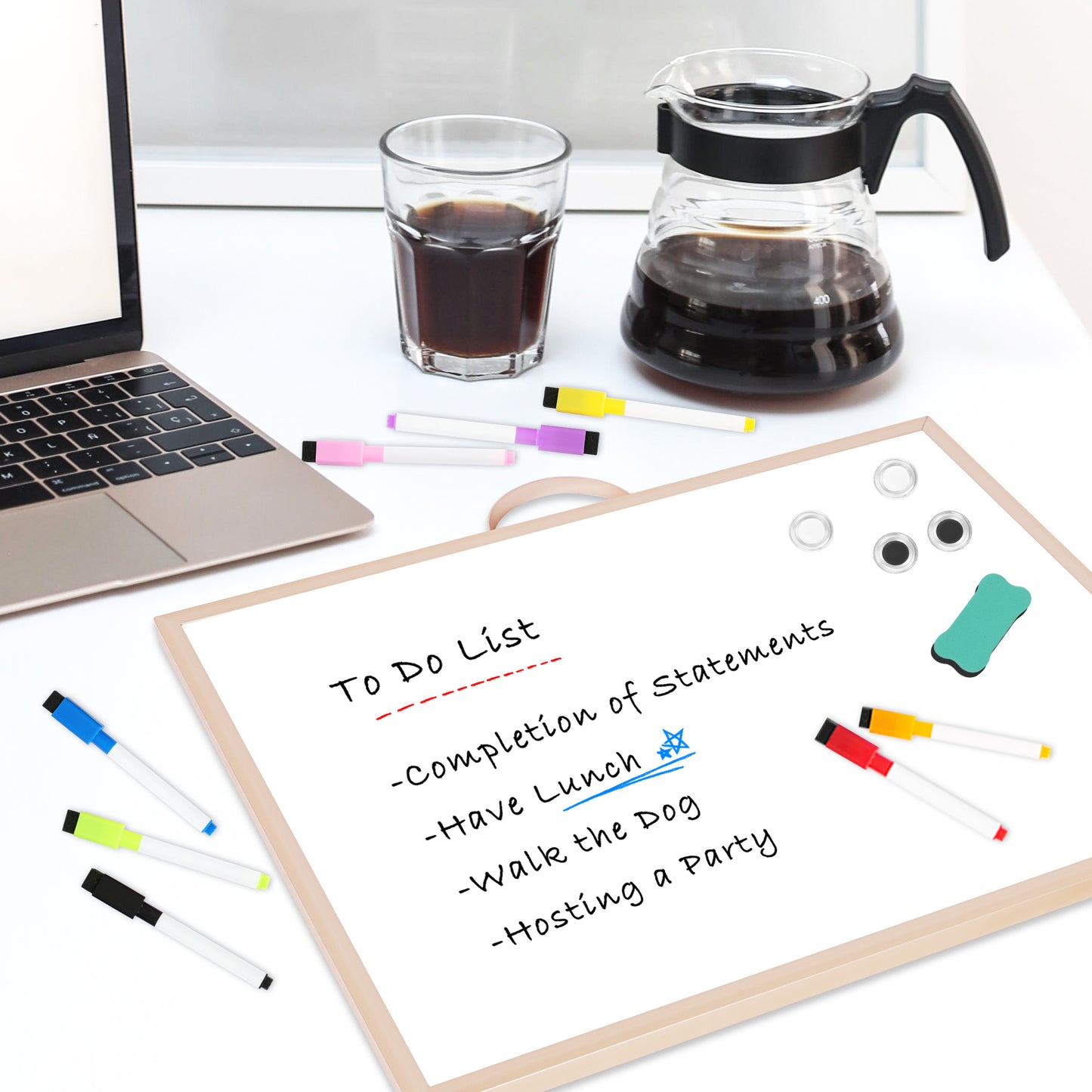 Dry Erase White Board for Wall, 12" x 16" Small Magnetic Portable Double-Sided Whiteboard