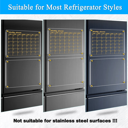 Acrylic Calendar for Fridge, 2 Pack 12"x16" Clear Fridge Calendar Monthly Clear Acrylic Plan Board