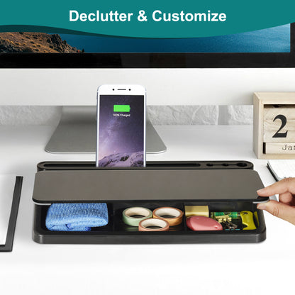 Desktop Glass Whiteboard with Storage Desk Board Buddy Desk Whiteboard Dry Erase Board for Desk