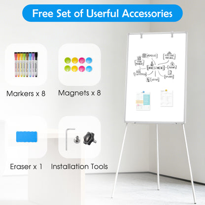 Whiteboard Easel with Stand 36" x 24" Height Adjustable Tripod Stand Portable Magnetic Dry Erase White Board, Sliver