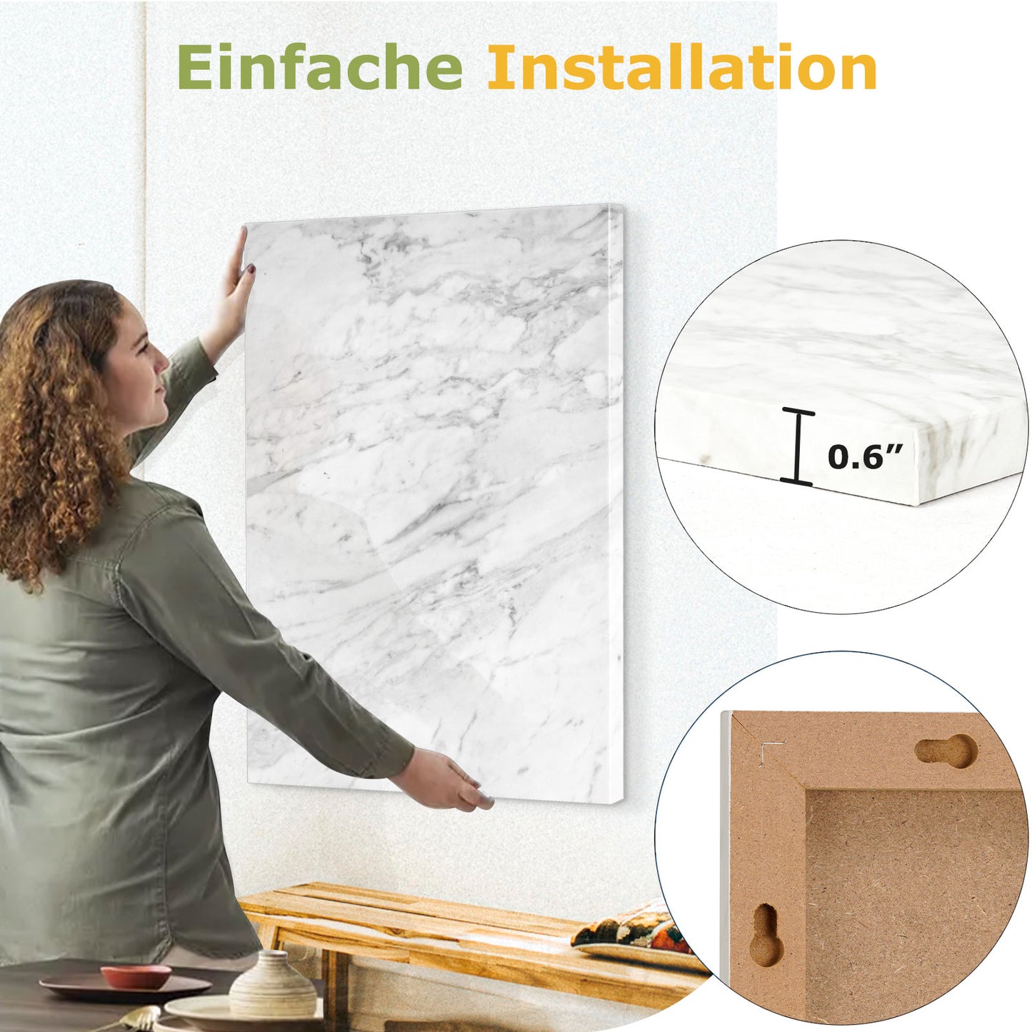 Magnetic Dry Erase Board Decorative White Board for Wall with White Marble Pattern Design