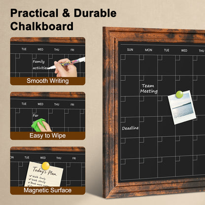 Chalk Board 24" x 18", 36" x 24"Magnetic Calendar Chalkboard for Wall Hanging Chalkboards Sign Monthly Planner