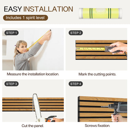 Wood Slat Acoustic Panels for Wall, 94.5" x 7.9" 2Pcs, Teakwood