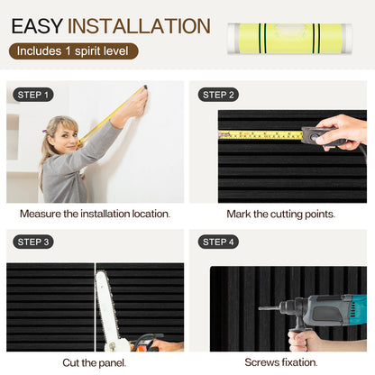 Wood Slat Acoustic Panels for Wall, 23.6" x 23.6" 2Pcs, Black Oak