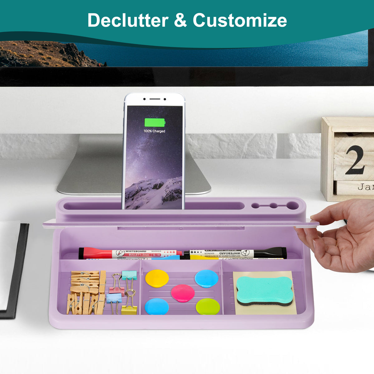 Glass Desktop Whiteboard Desktop Desk Dry Erase Board with Drawers