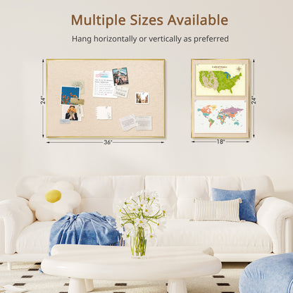 Bulletin Board with Linen Cork Board for Wall Poster Board, Beige